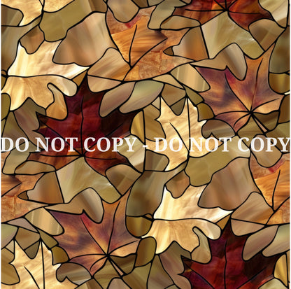 STAINED GLASS FALL LEAVES PATTERN VINYL - MULTIPLE VARIATIONS