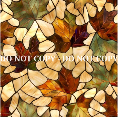 STAINED GLASS FALL LEAVES PATTERN VINYL - MULTIPLE VARIATIONS