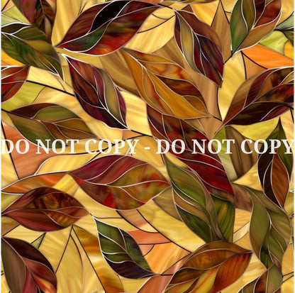 STAINED GLASS FALL LEAVES PATTERN VINYL - MULTIPLE VARIATIONS