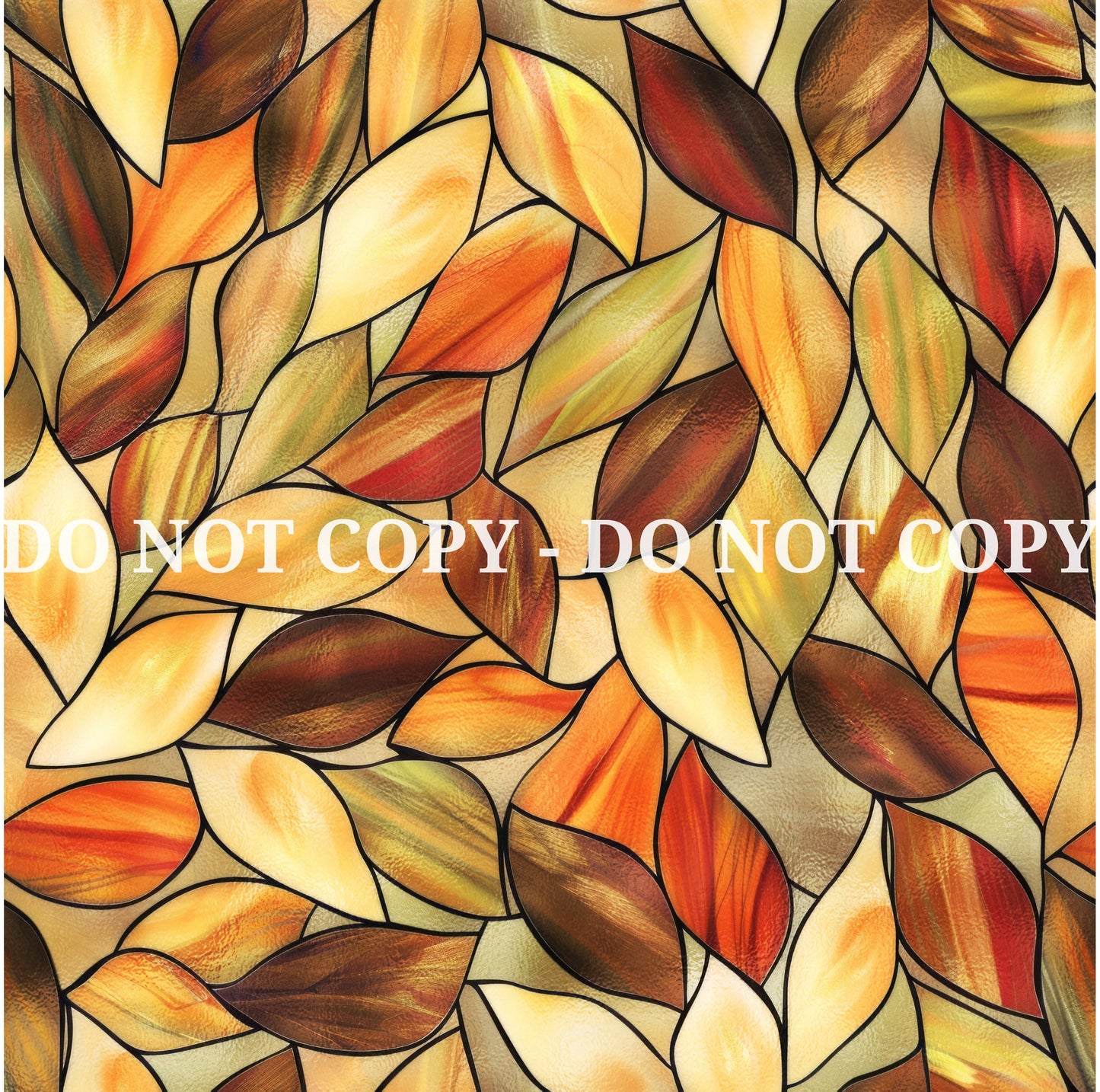 STAINED GLASS FALL LEAVES PATTERN VINYL - MULTIPLE VARIATIONS