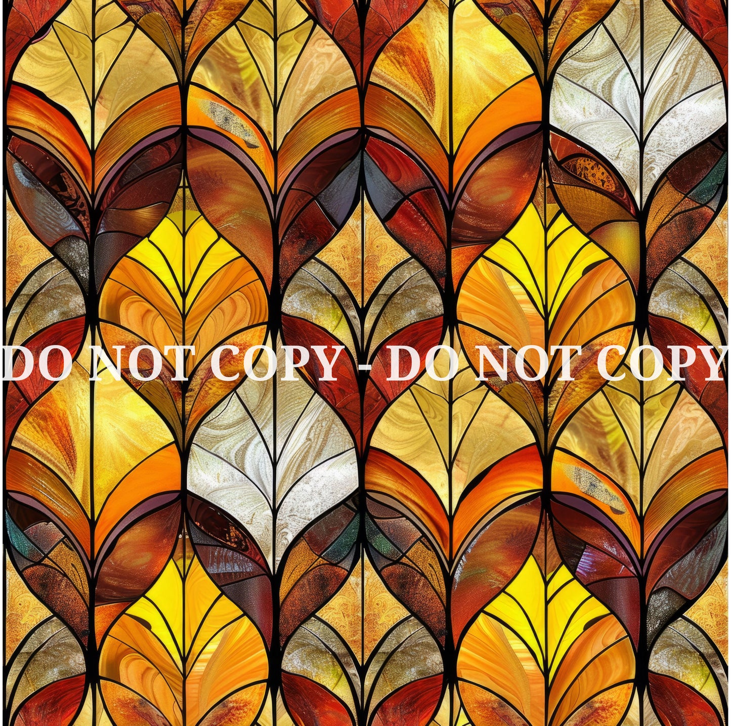 STAINED GLASS FALL LEAVES PATTERN VINYL - MULTIPLE VARIATIONS