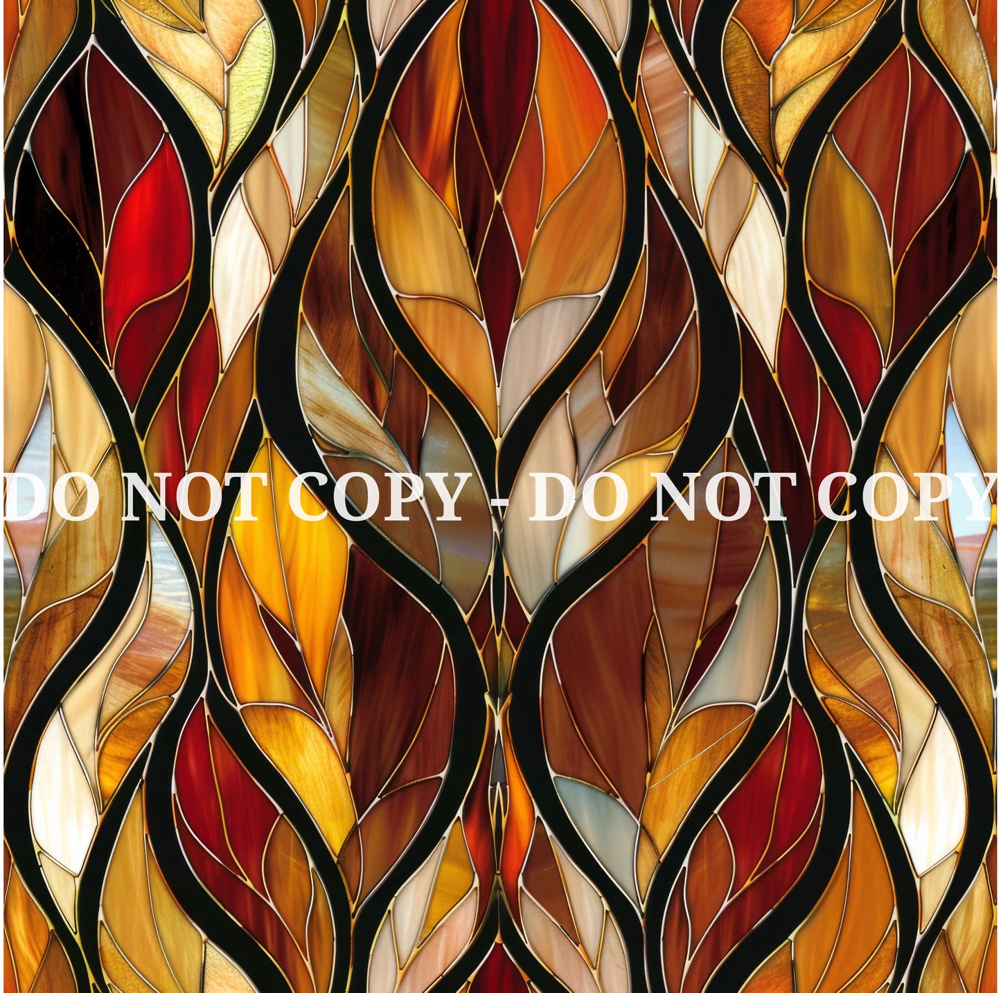 STAINED GLASS FALL LEAVES PATTERN VINYL - MULTIPLE VARIATIONS