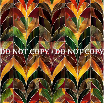 STAINED GLASS FALL LEAVES PATTERN VINYL - MULTIPLE VARIATIONS