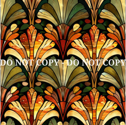 STAINED GLASS FALL LEAVES PATTERN VINYL - MULTIPLE VARIATIONS