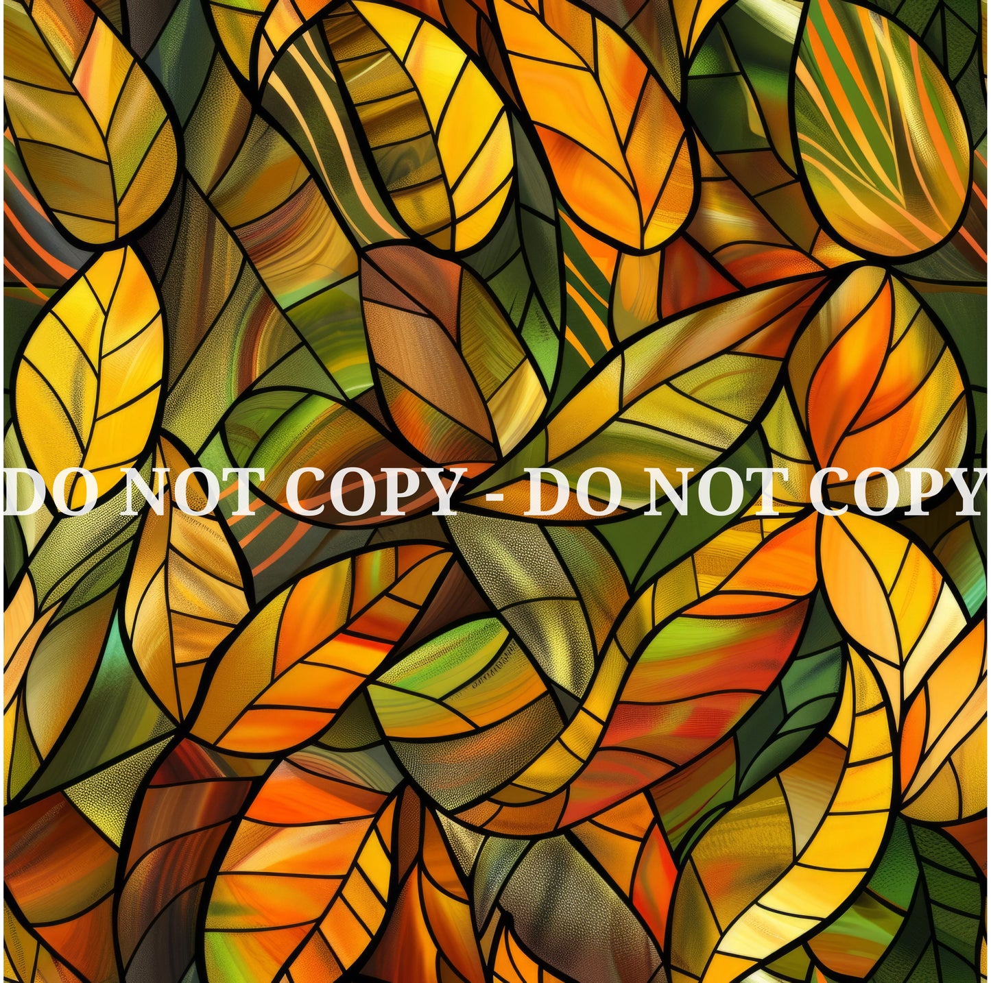 STAINED GLASS FALL LEAVES PATTERN VINYL - MULTIPLE VARIATIONS