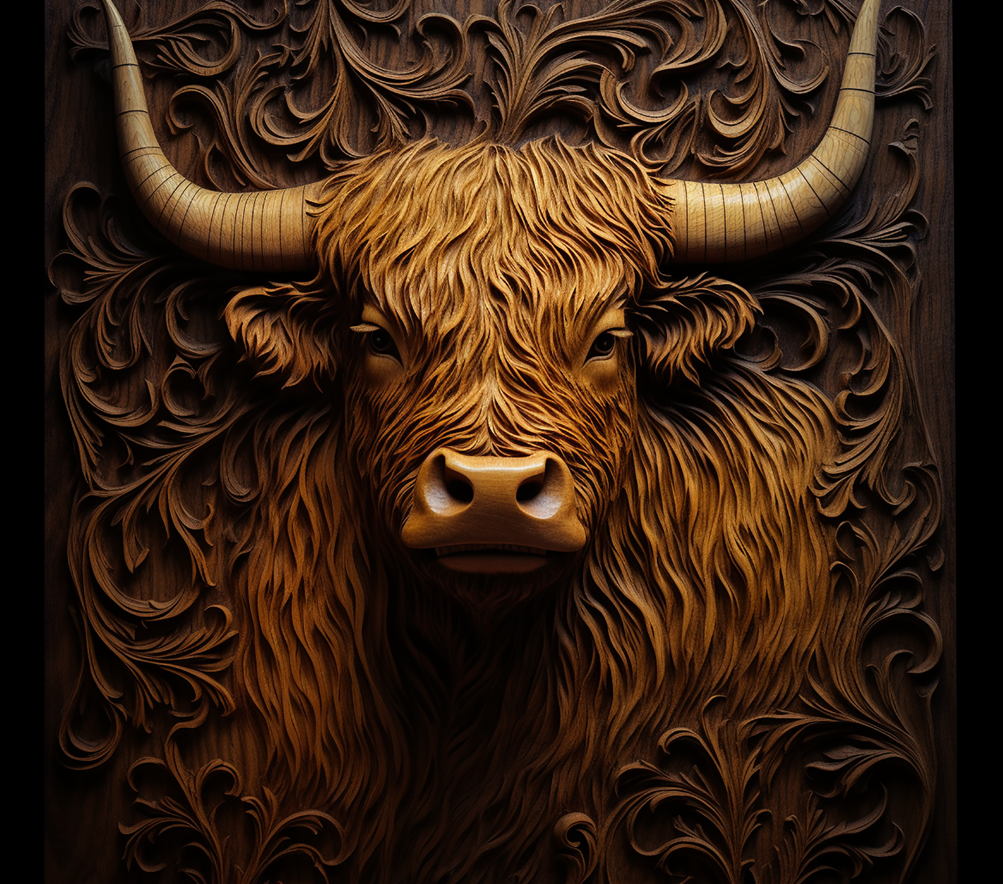 HIGHLAND COW CARVED