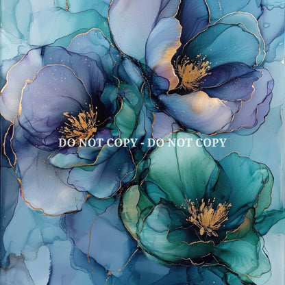 BLUE INK ROSES PATTERN VINYL - MULTIPLE VARIATIONS