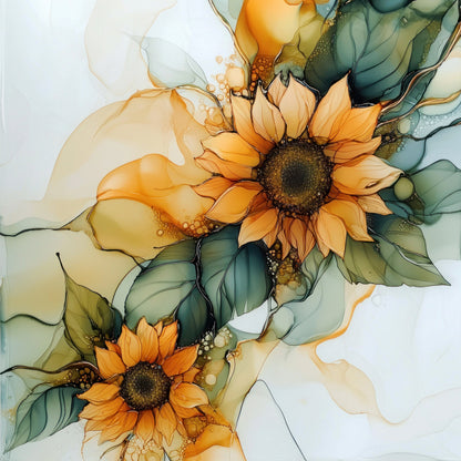 INK SUNFLOWERS PATTERN VINYL - MULTIPLE VARIATIONS