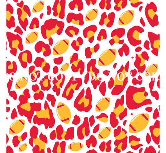 LEOPARD FOOTBALL PRINT - RED AND YELLOW 1