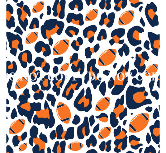 LEOPARD FOOTBALL PRINT - NAVY AND ORANGE 2