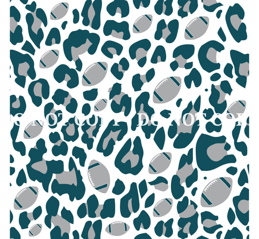 LEOPARD FOOTBALL PRINT - TEAL AND GREY 3