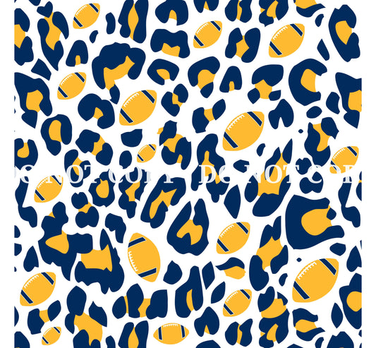 LEOPARD FOOTBALL PRINT - NAVY AND YELLOW 7