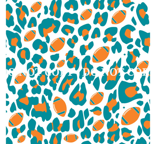 LEOPARD FOOTBALL PRINT - TURQUOISE AND ORANGE 11