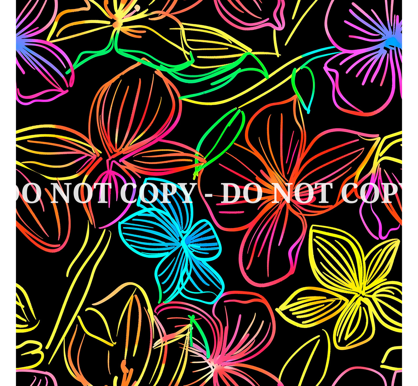 NEON SCRIBBLE FLOWERS PATTERN VINYL - MULTIPLE VARIATIONS