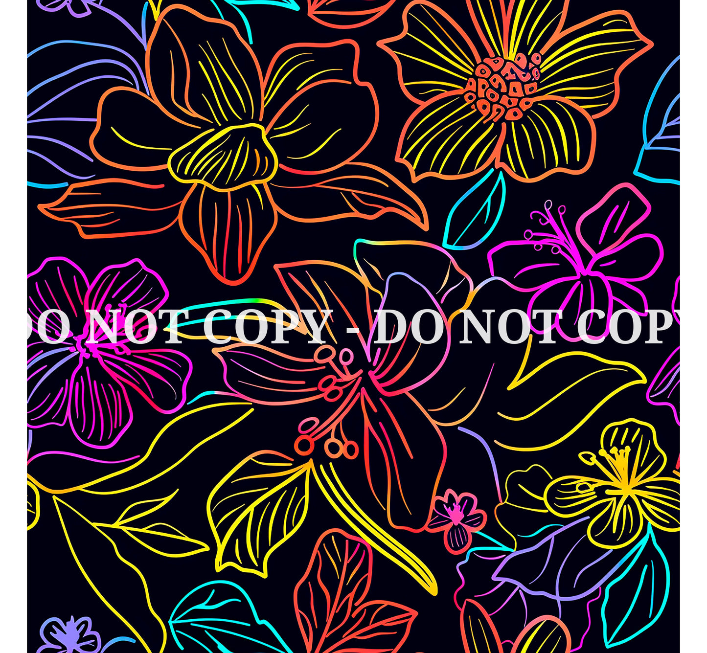 NEON SCRIBBLE FLOWERS PATTERN VINYL - MULTIPLE VARIATIONS