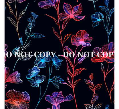 NEON SCRIBBLE FLOWERS PATTERN VINYL - MULTIPLE VARIATIONS