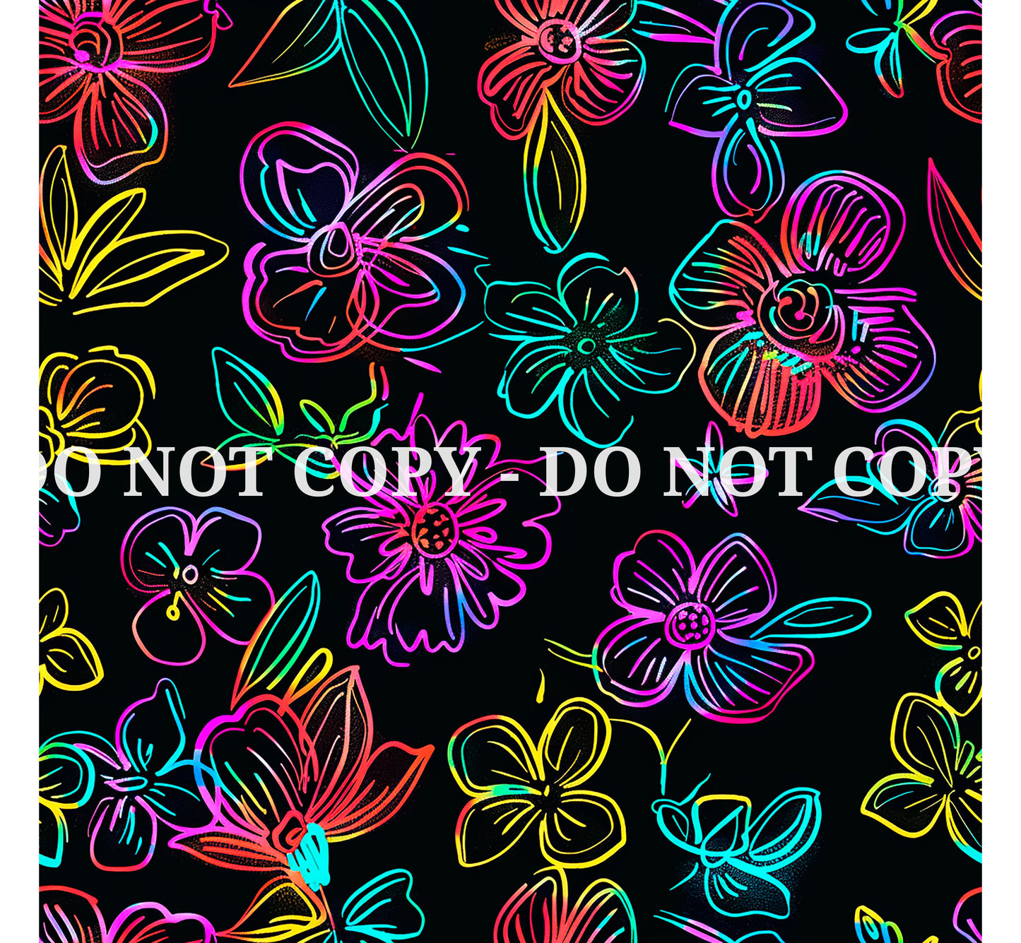 NEON SCRIBBLE FLOWERS PATTERN VINYL - MULTIPLE VARIATIONS