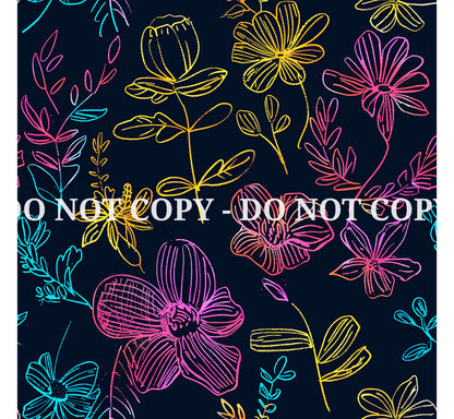 NEON SCRIBBLE FLOWERS PATTERN VINYL - MULTIPLE VARIATIONS