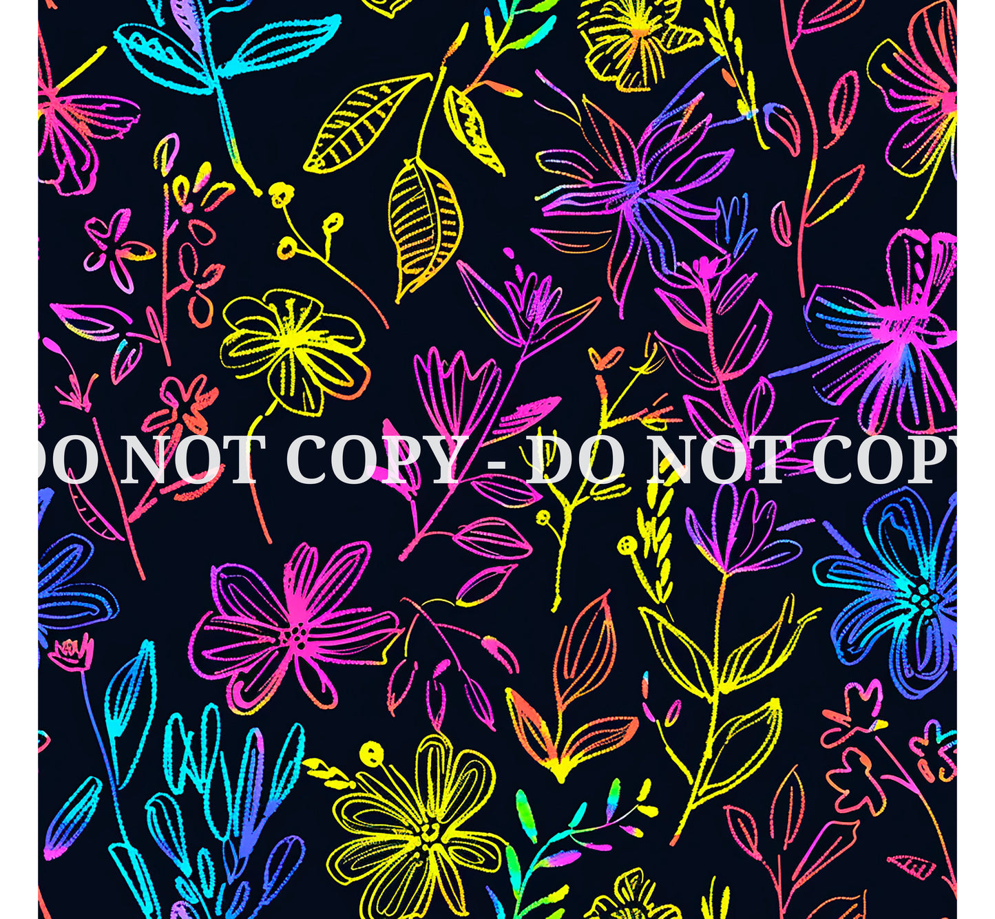 NEON SCRIBBLE FLOWERS PATTERN VINYL - MULTIPLE VARIATIONS