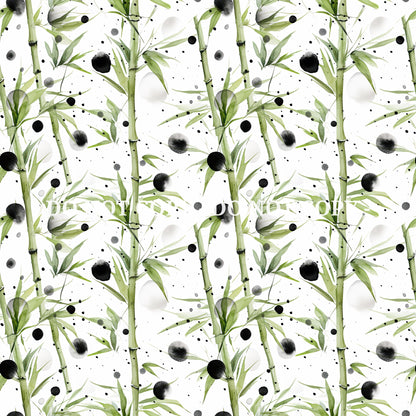 WATERCOLOR PANDA BAMBOO PATTERN VINYL - MULTIPLE VARIATIONS