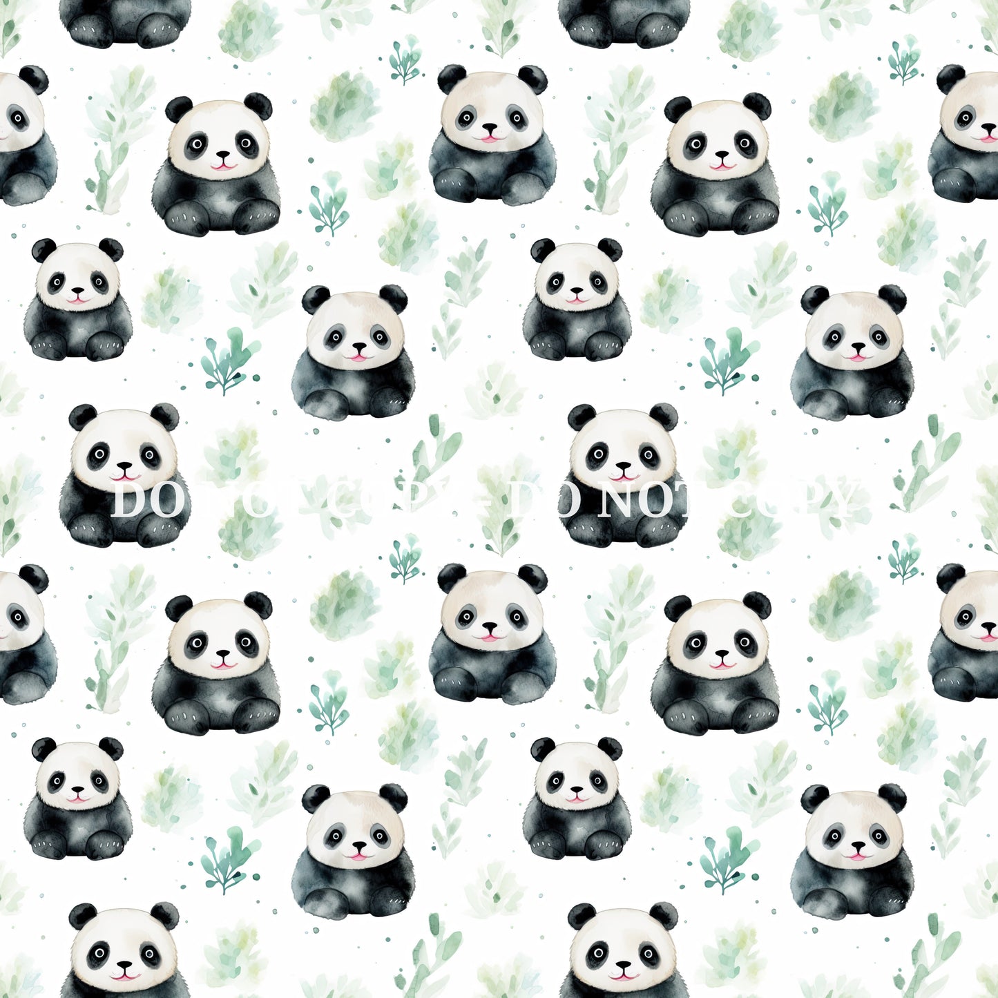 WATERCOLOR PANDA BAMBOO PATTERN VINYL - MULTIPLE VARIATIONS