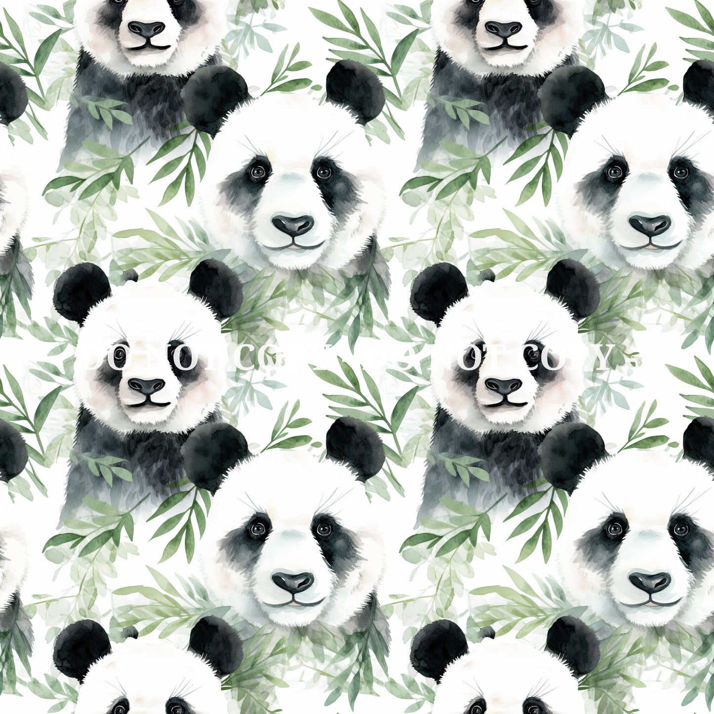 WATERCOLOR PANDA BAMBOO PATTERN VINYL - MULTIPLE VARIATIONS