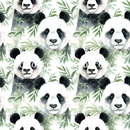 WATERCOLOR PANDA BAMBOO PATTERN VINYL - MULTIPLE VARIATIONS