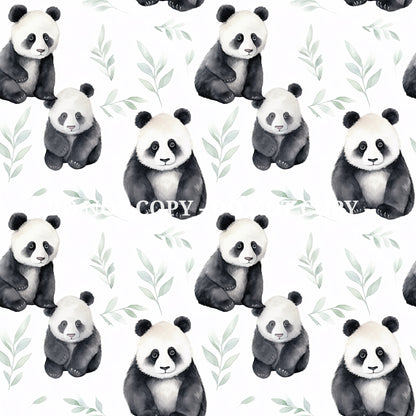 WATERCOLOR PANDA BAMBOO PATTERN VINYL - MULTIPLE VARIATIONS