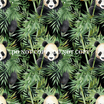 WATERCOLOR PANDA BAMBOO PATTERN VINYL - MULTIPLE VARIATIONS