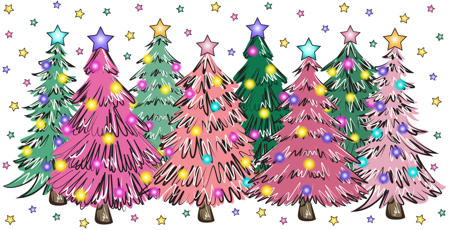 PINK AND GREEN CHRISTMAS TREES - CAN WRAP