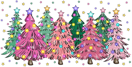 PINK AND GREEN CHRISTMAS TREES - CAN WRAP