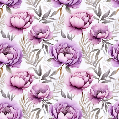 WATERCOLOR PURPLE PEONY PATTERN VINYL - MULTIPLE VARIATIONS