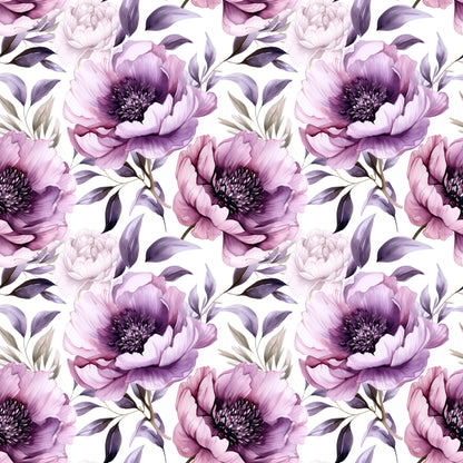 WATERCOLOR PURPLE PEONY PATTERN VINYL - MULTIPLE VARIATIONS