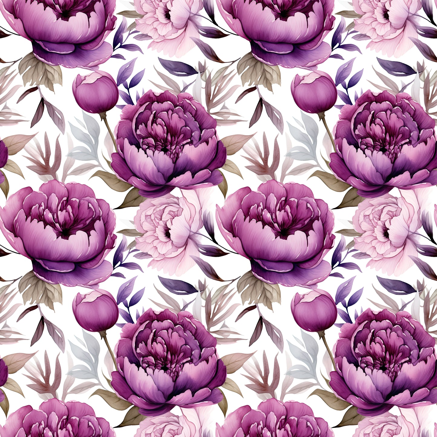 WATERCOLOR PURPLE PEONY PATTERN VINYL - MULTIPLE VARIATIONS