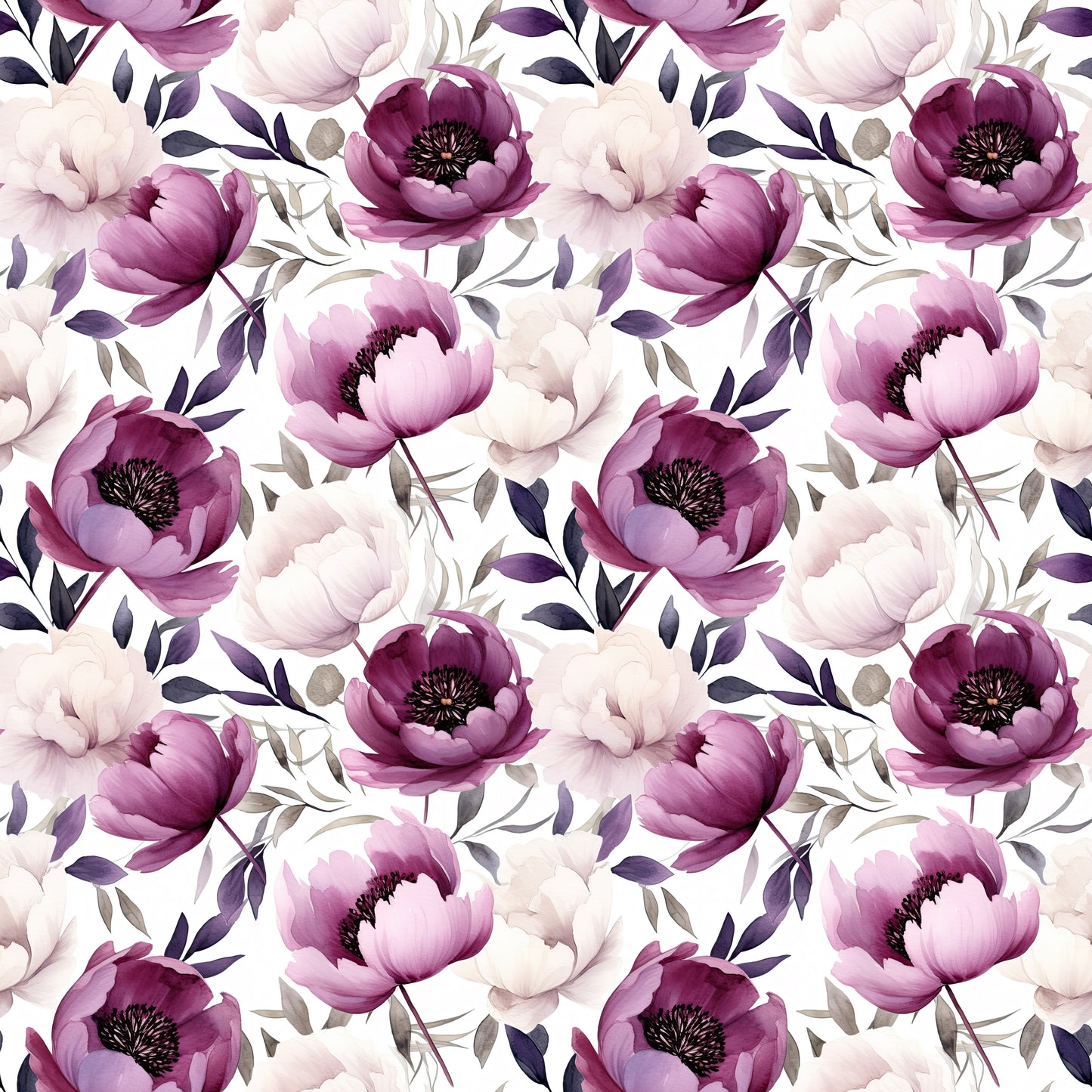 WATERCOLOR PURPLE PEONY PATTERN VINYL - MULTIPLE VARIATIONS