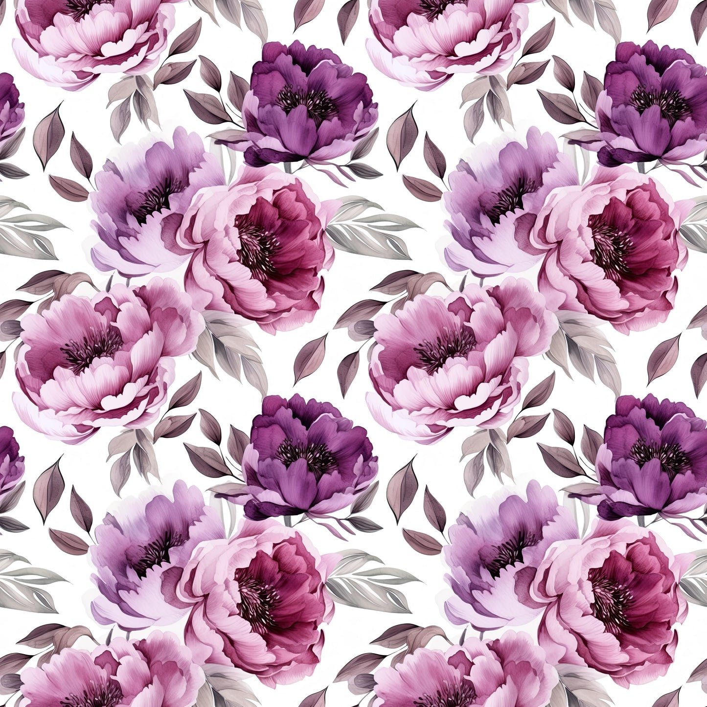 WATERCOLOR PURPLE PEONY PATTERN VINYL - MULTIPLE VARIATIONS