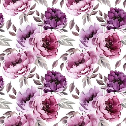 WATERCOLOR PURPLE PEONY PATTERN VINYL - MULTIPLE VARIATIONS