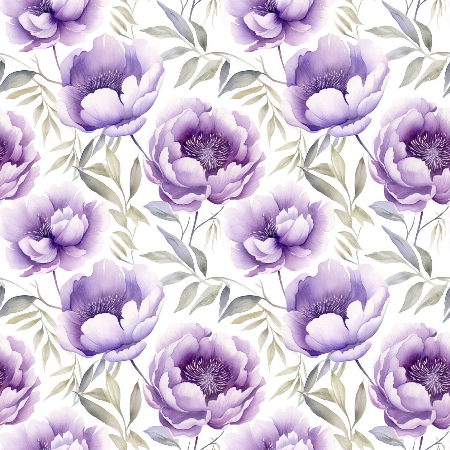 WATERCOLOR PURPLE PEONY PATTERN VINYL - MULTIPLE VARIATIONS