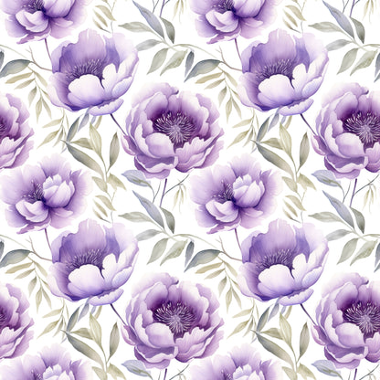 WATERCOLOR PURPLE PEONY PATTERN VINYL - MULTIPLE VARIATIONS