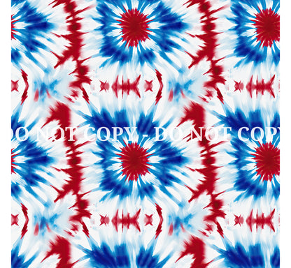 RED, WHITE AND BLUE TIE DYE PATTERN VINYL - MULTIPLE VARIATIONS