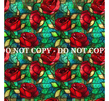 STAINED GLASS ROSES PATTERN VINYL - MULTIPLE VARIATIONS