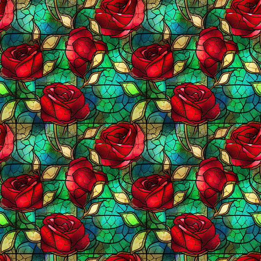 STAINED GLASS ROSES PATTERN VINYL - MULTIPLE VARIATIONS