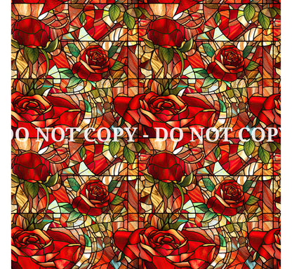 STAINED GLASS ROSES PATTERN VINYL - MULTIPLE VARIATIONS