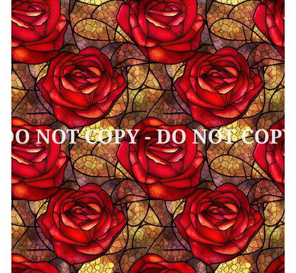 STAINED GLASS ROSES PATTERN VINYL - MULTIPLE VARIATIONS