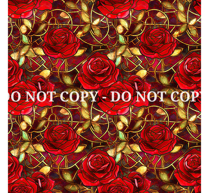 STAINED GLASS ROSES PATTERN VINYL - MULTIPLE VARIATIONS