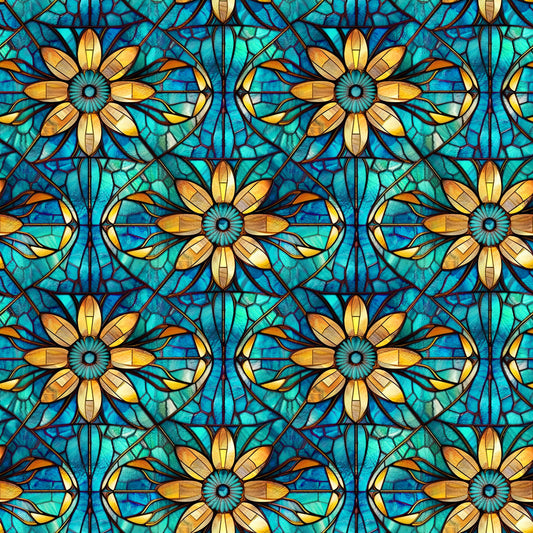 STAINED GLASS SUNFLOWERS PATTERN VINYL - MULTIPLE VARIATIONS
