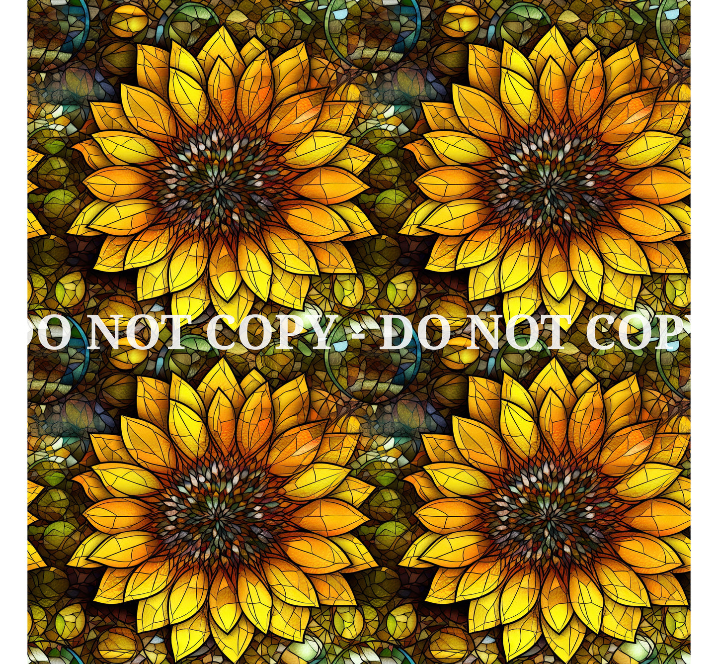 STAINED GLASS SUNFLOWERS PATTERN VINYL - MULTIPLE VARIATIONS