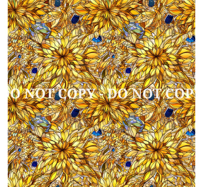 STAINED GLASS SUNFLOWERS PATTERN VINYL - MULTIPLE VARIATIONS