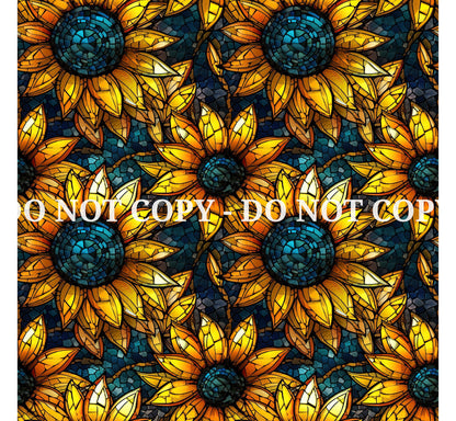 STAINED GLASS SUNFLOWERS PATTERN VINYL - MULTIPLE VARIATIONS