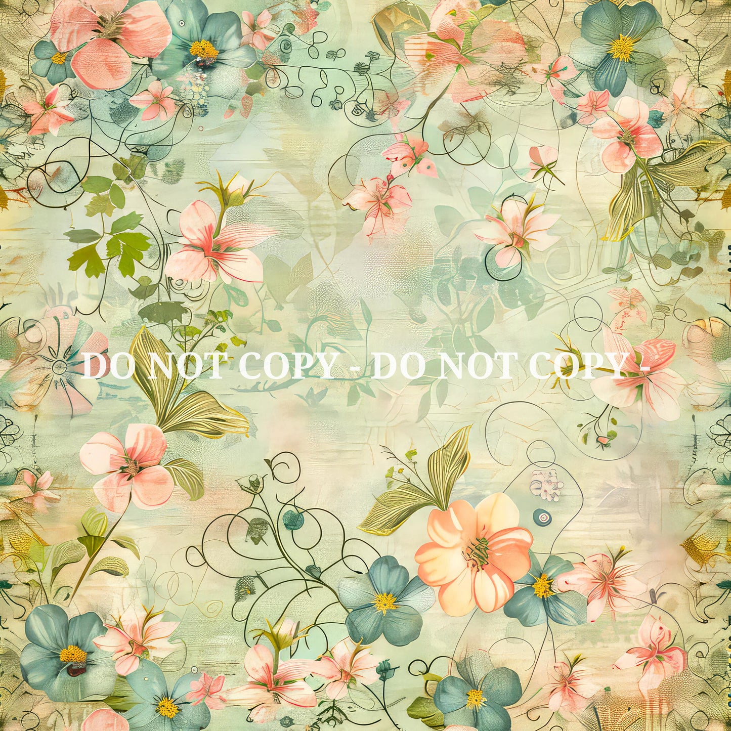 SHABBY FLORALS PATTERN VINYL - MULTIPLE VARIATIONS